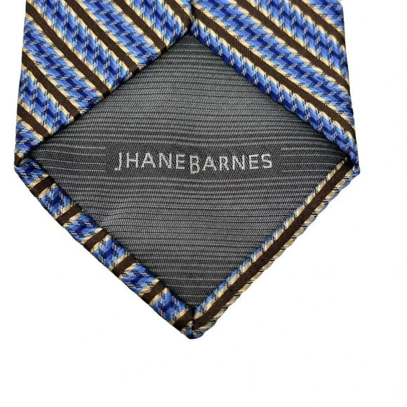 Jhane Barnes Tie Mens 100% Silk Striped Made in  Italy 60" long - Picture 4 of 7
